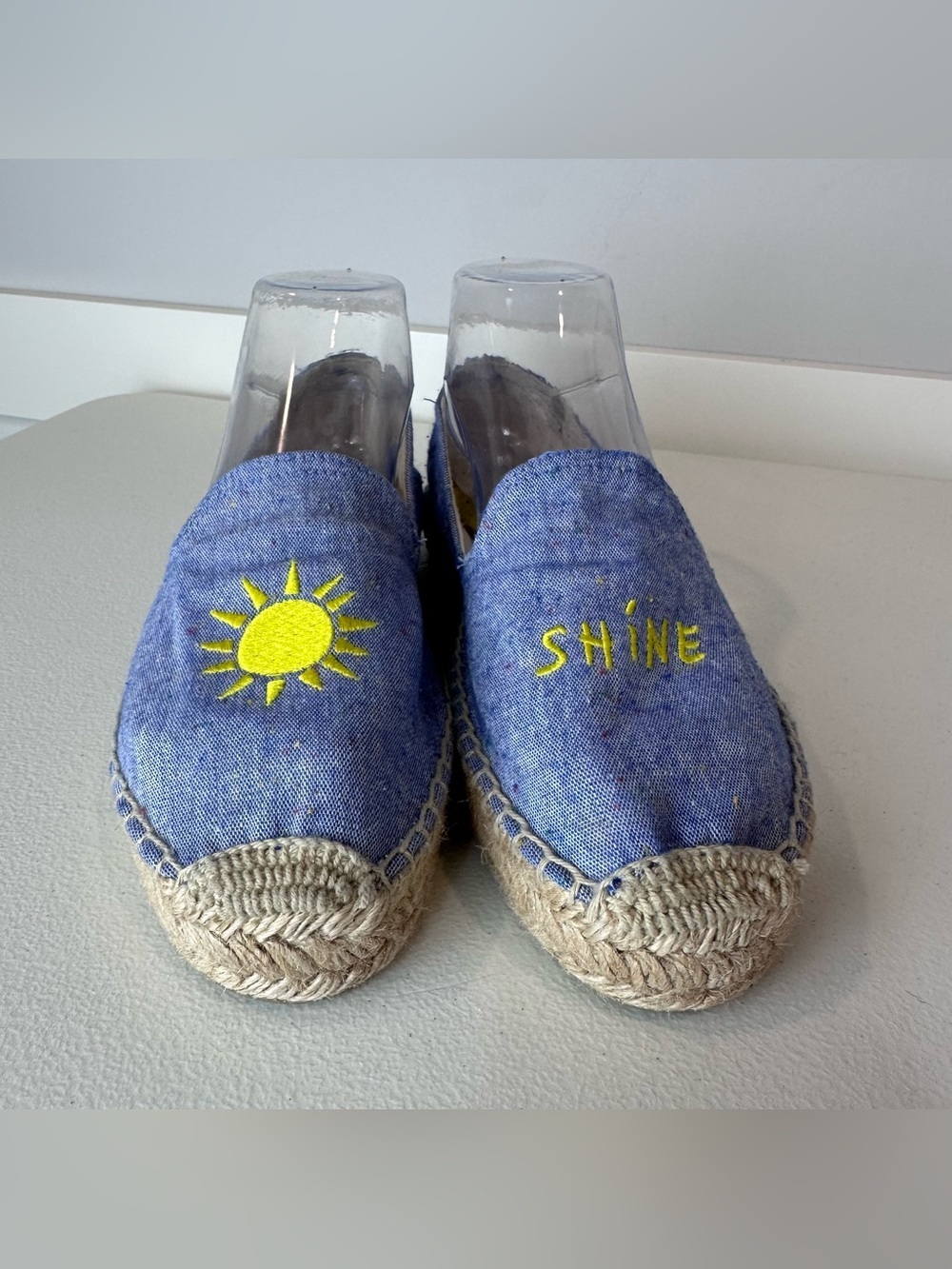 Soludos Mary Matson Blue Yellow Summer Sunshine Espadrille Shoes Size 8